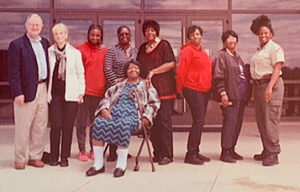 Photo of the artist and wife with Tubman descentants.