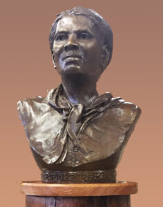 Photo of Tubman bronze in the artist's studio.