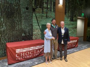 Artist with wife Susan and Seth Fairchild, Director of the Choctaw Cultural Center